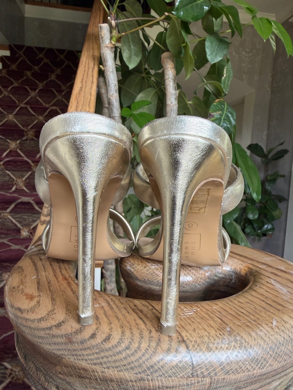 SHU SHOP ladies, gold, heeled, sandals, excellent condition, size 8 - Picture 7 of 9